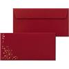 NEUSER PAPIER 50 buste con stelle metallizzate, formato DIN lungo, a pioggia di stelle dorate in rilievo, colore rosso scuro, chiusura autoadesiva, 120 g/m², 110 x 220 mm, ideale per Natale