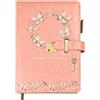 Qefuna Diario Con Lucchetto A Cuore E Farfalla Uv - Quaderno A5 Per Ragazze E Adulti, 200 Pagine (100 G/M²), Righe 8 Mm, Portapenne, Segnalibro - Idea Regalo In Rosa