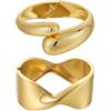 Emibele Bracciale d'Oro,Bracciale Bangle Aperto Placcato Oro 18 Carati, Set di Bracciali A Goccia Con Cerniera per Le Donne, Regalo di Gioielli Che Non Si Appannano, 2 Pack, Oro