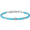 COAI Bracciale da Uomo in Ematite e Turchese Sintetico, Bracciale di Perline Turchesi da Uomo con Charm Fleur de Lis