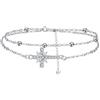 Arrebol Bracciale Croce Donna Argento 925 Anallergici Gioiello Creativo｜Simbolo di Amore e Protezione｜Regolabile [16+4cm]