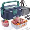 Nifogo Scaldavivande Elettrico Portatile 80W Camion/Auto Lunch Box Elettrico 12/24/230V Elettrico Portavivande 1.8l Contenitore Porta Pranzo Elettrico Per Ufficio Viaggiare Grigio Borse Isolanti(Verde)
