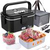 Nifogo Scaldavivande Elettrico Portatile 80W Camion/Auto Lunch Box Elettrico 12/24/230V Elettrico Portavivande 1.8l Contenitore Porta Pranzo Elettrico Per Ufficio Viaggiare Grigio Borse Isolanti(Nero)