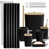 Clara Clark - Set di accessori da bagno, 20 pezzi, set di tende da doccia, scopino per WC, cestino della spazzatura e dispenser di sapone, colore nero.