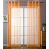 Gardinenbox 203322 - Set di 2 tende trasparenti per soggiorno, in voile, con chiusura a nastro, 225 x 140 cm (altezza x larghezza), colore arancione