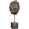 Casablanca modernes Design Casablanca - Statuetta decorativa a forma di testa di leone su base XL, in resina 3D, colore: bronzo, altezza 51 cm