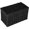 Household Essentials Cestino in vimini intrecciato a mano con coperchio, colore: nero