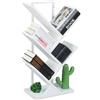 Relaxdays Piccolo Scaffale Libreria, Mobile da Terra con 4 Ripiani ad Albero per Libri, CD e Dvd, 71x40x21,5 cm, Bianco, Fibra di Legno, Acciaio