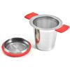 VIER - Infusore per tè in acciaio inox 18/10 (304), doppia maniglia. Tè sfuso e spezie, setaccio a maglia extra fine, ideale per tè nero, roooibos e altro. Coperchio e manici in silicone.
