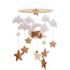 BITOYO Baby Campanelli Eolici, Baby Mobile Feltro, Giostrina Culla Neonato Legno con Orso Nuvole Luna Stelle Campane, Campanello Culla Decorazione, Regali Neonati Culla Giocattoli Bambine Bambini (Marrone)