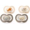 MAM Ciucci originali da giorno e da notte, 18-36 mesi, confezione da 4, include 2 ciucci che si illuminano al buio, design ortodontico, accessori per bambini, beige (vari motivi)