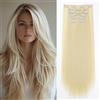 Cybelleza Extension Capelli Clip Lisci 65cm 6PCS Clip in Hair Extension per Capelli Sintetici Lunghi Finti Allugamento Effetto Naturale Dritti Full Head Set Posticci per Donna, Biondo Platino