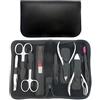 Tenartis Set Manicure e Pedicure Professionale 8 Pezzi in Vera Pelle Nero Nappa con Cerniera - Tenartis Made in Italy
