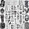 LAROI 50 Fogli Nero Tatuaggi Temporanei Adulti Uomo Donna Aquila Maori Drago Piccoli Tatuaggi Temporanei Collo Braccio Viso Coscia Autoadesivo Del Tatuaggio Bambini Halloween Tatuaggi Finti Lupo Leone