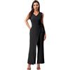 Zaldita Tuta Donna Formale Elegante Scollo V Senza Maniche Monopezzo a Vita Alta Jumpsuit Pantaloni a Gamba Larga Abito Casual per Matrimonio Sposa Banchetto B Nero XXL
