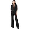 Botong Vestiti da donna 2 pezzi Set Peak Risvolto Elegante Donna Pantaloni Abiti Elegante Casual Smoking Formale, Nero , L