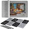 Lavievert Tavola per puzzle con 8 vassoi e copertura per puzzle, tappetino arrotolabile portatile, tavolo per puzzle leggero, tavole per puzzle e supporto per riporre fino a 1500 pezzi, grigio chiaro