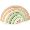 Bieco Coniglio in Legno Arcobaleno | Torre Impilabile Montessori per Bambini da 1 Anno | Gioco in Legno Decorazione