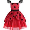 ReliBeauty Costume Ladybird Bambina Vestito Coccinella Ragazza Carnevale Halloween, Maniche Corte, 110