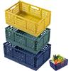 NCRGB Taglia Larga Scatola Portaoggetti Pieghevole Impilabile 30×20×12cm,Stoccaggio Pieghevoli,Cestini Portaoggetti Organizzatore in Plastica con Maniglie per Bagno,Camera da letto,Cameretta di Bambini (3)