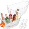 Lifewit Secchiello Ghiaccio Grande 6.5L, Porta Ghiaccio Portatile con Cucchiaio, Cestello Ghiaccio per Bottiglie in Plastica per Vino, Cocktail, Bevande, Birra, 38 ×18×20 cm/15x7x8, Set di 2