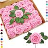 COSORO 25 rose artificiali rosa finte, rose artificiali in schiuma realistica al tatto, con stelo, per decorazioni per matrimoni, matrimoni, matrimoni, casa, baby shower, decorazioni per San Valentino