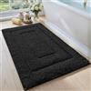 DEXI Tappeto Bagno 50 x 80 cm, Tappetino in Microfibra, Tappeti Assorbente Antiscivolo, Soffice Tappetini Doccia, Lavabile in Lavatrice, Nero