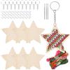 Swpeet Kit da Ricamo a Punto Croce con 64 Pezzi di Stella in Legno, Completo di Chiavetta, Anello a Molla, Filo e Aghi, Kit di Cucito in Legno per Principianti, Kit per Ricamo a Mano per Decorazioni