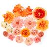 MWOOT 17 Pezzi Teste di Fiori Artificiali, Fiori Finti per Decorazioni, Capolini Finti Misti, Rose Peonia Ninfea Finte per Fai da te Corona Torta Bouquet Da Sposa Matrimonio Festa(Arancione)