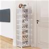 JNEYVIC Scarpiera 8 Livelli, 16 paia di scarpiere Impilabile Scaffale Portascarpe in Metallo Scarpiera Verticale Scarpiera alta Salvaspazio Scarpiera Organizer per Ingresso Corridoio 124x42x30cm