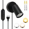 KQWVZ Lampada Da Parete Con Presa Interruttore, Nero Applique Led, 350° Ruotabile Lampada Da Parete, Lampada Da Parete Interno Per Sala Lettura Armadio Cucina Scrivania Quadro