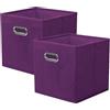 powerking Contenitore contenitore di stoccaggio in tessuto, 2 Pack pieghevole panno di stoccaggio Cube Organizer Cassetto con maniglia in metallo per armadio e giocattoli di stoccaggio, Viola