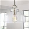 WUZUPS Chandelier Rustique Farmhouse Industriel Plafond Pendentif LED avec Abat-jours en verre clair pour Salle à Manger Cuisine Ile Foyer Entrée, H24 W27, Base E27, Brushed Nickel