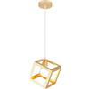 iDEGU Lampadario a Sospensione Moderno a Forma di Cubo Stile Geometrico E27 Lampada da Soffitto Vintage in Metallo Retrò Lampada a Sospensione per Camera da Letto, Soggiorno, Ristorante - 16cm, Dorato