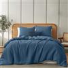 Dreamzie Copripiumino Una Piazza e Mezza 155x220 in Cotone - Set con 1 Copripiumino e 2 Federe 80x80 cm - Blu - Mussola di Cotone - Chiusura Lampo - Certificato Oeko-Tex
