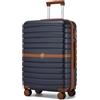 KONO Valigia Media Rigida 20 kg ABS+PC Trolley con 8 Ruote Leggero (65,6 cm, Marina Militare/Marrone)