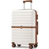 KONO Valigia Media Rigida 20 kg ABS+PC Trolley con 8 Ruote (65,6 cm, Crema/Marrone)