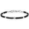 COAI Bracciale da Uomo in Ematite e Pietra Nera, Bracciale di Perline Nere da Uomo con Charm Fleur de Lis