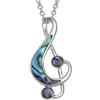 Kiara Jewellery, catena a maglia forzata, lunga 45,7 cm, con ciondolo a forma di nota musicale intarsiato con conchiglia di Abalone aliotide naturale, colore: verde-azzurrognolo