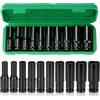Sexyhot Set di 10 Bussole per Avvitatore ad Impulsi, Set Ispessito Bussole 1/2, Dotato di Vano Portaoggetti, Set di Chiavi Esagonali per Uso Quotidiano 8-24mm
