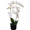 vidaXL Orchidea Artificiale in Vaso 65cm Bianca Piante Finte Fiori Arredo Casa