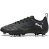 PUMA Scarpe da calcio FUTURE 8 PLAY FG/AG per ragazzi, Scarpe, Nero/Cool Light Grigio/Verde, 38