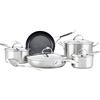 Circulon SteelShield - Set di 5 padelle in acciaio inox, set di padelle per piano cottura a induzione con manici ibridi antiaderenti e resistenti al freddo, pentole di alta qualità con tornitore