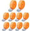 HAOYULUO 10 Pezzi Cinghie di Fissaggio,cinghie a cricchetto zinco,25mm x 4m Cinghie di Tensione,DIN EN 12195-2 per motociclette,furgoni,camion con carico fisso,arancione
