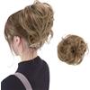 XFSRG Coda Capelli Extension Elastici Chignon Finti Sintetica Ondulato Voluminoso con Fascia per Riccio Disordinato in Fibra Sintetica Naturale Ideale per Sposa o Cerimonia（Marrone Chiaro）
