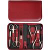 Tenartis Set Manicure e Pedicure Professionale 8 Pezzi in Vera Pelle Borgogna con Cerniera - Tenartis Made in Italy