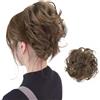 XFSRG Coda Capelli Extension Elastici Chignon Finti Sintetica Ondulato Voluminoso con Fascia per Riccio Disordinato in Fibra Sintetica Naturale Ideale per Sposa o Cerimonia（Marrone Scuro）