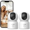 ZOSI 3MP 2pz Telecamera WiFi Interna Pan 360°Tilt 108°, 2,4 GHz/5 GHz WiFi, Riconoscimento delle Persone Intelligenti, Chiamata One-Touch, Cloud o Scheda di Memoria(non inclusa), C518