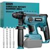 MtiolHig Trapano a percussione rotante da 7/8 per Makita 18 V. Batteria: SDS-Plus, trapano a batteria con frizione di sicurezza per muratura in calcestruzzo, trapano elettrico da 2,5 Joule, incluse 4 punte da