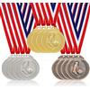 GOMETY 12 medaglie per bambini, oro+argento+bronzo, medaglia in metallo per sport, medaglie vincenti, calcio, feste di compleanno per bambini, bambini, bambini, concorsi per adulti